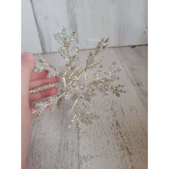 Vintage unique Snowflake beaded ornament Xmas - Picture 3 of 7